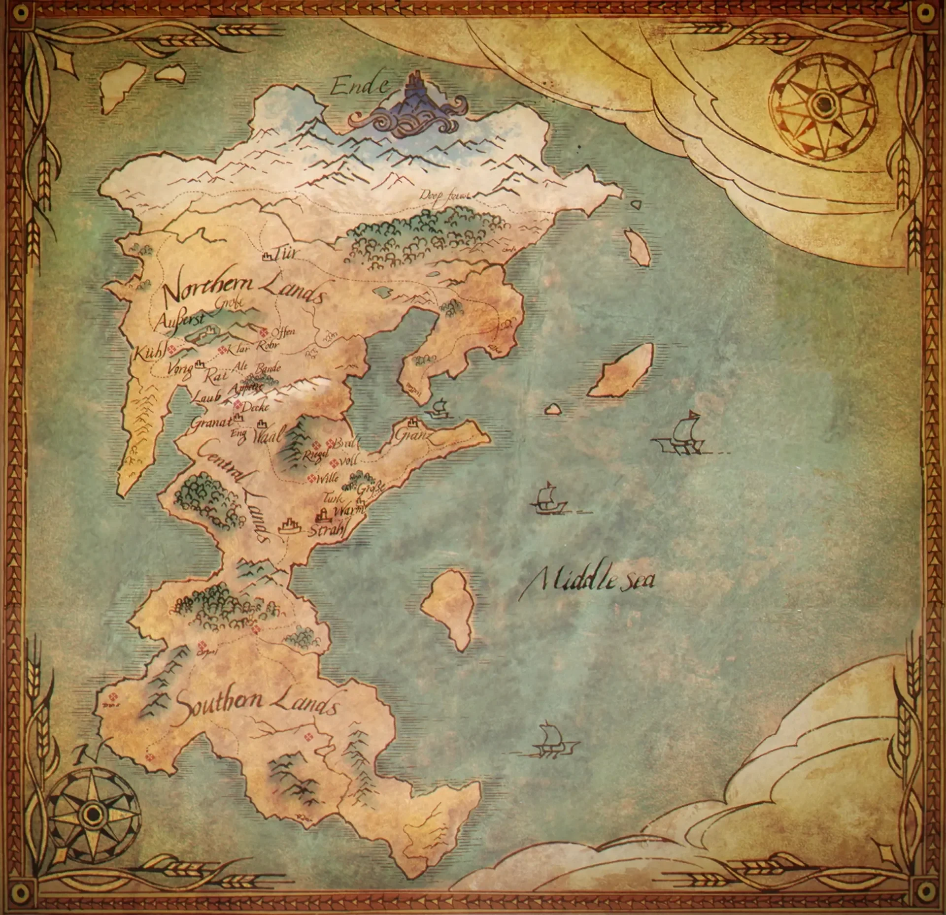 Frieren world map used as the datalake journey map